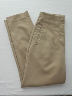 Zara Beige High-Waist Tailored Pants